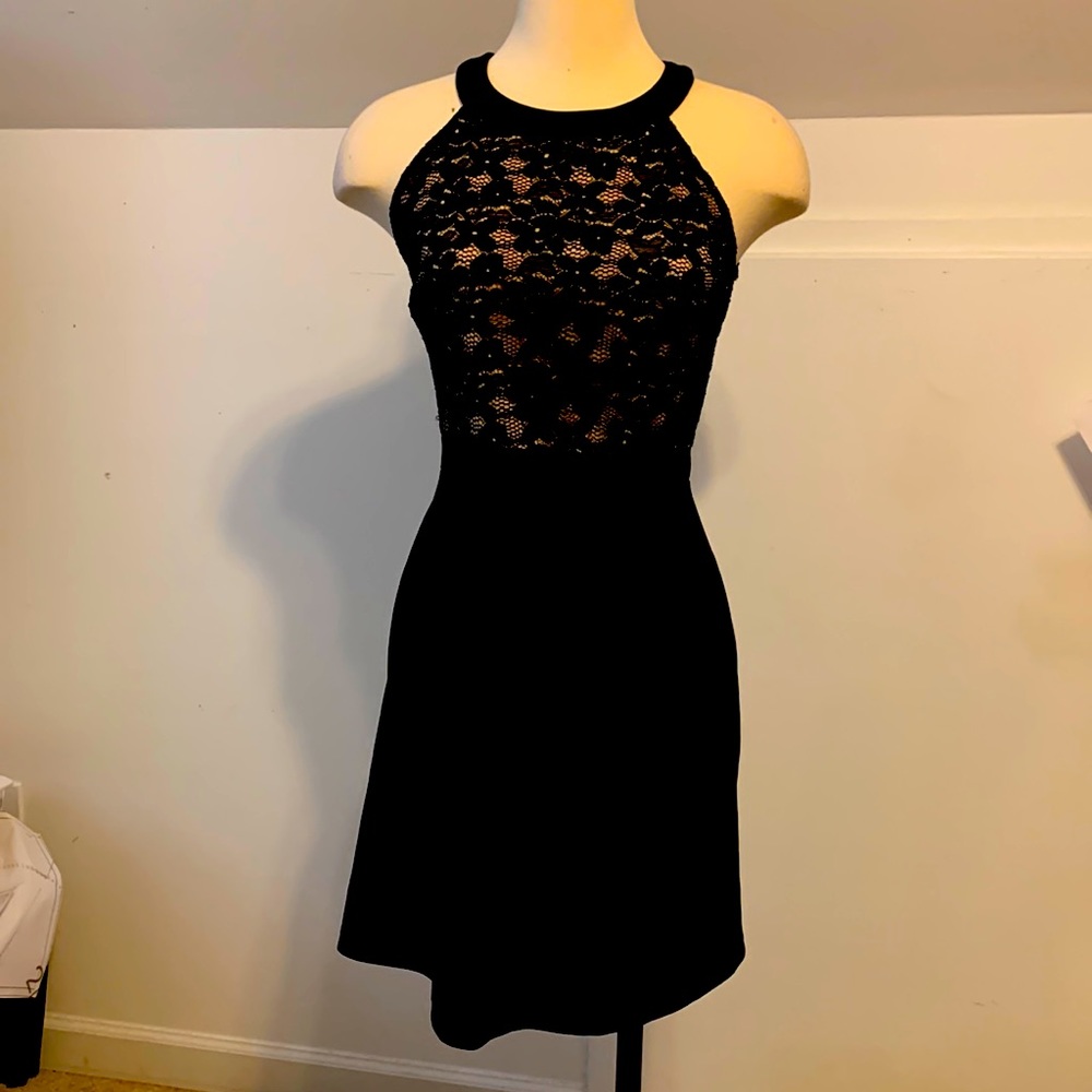 Black Sleeveless Lace Top Dress